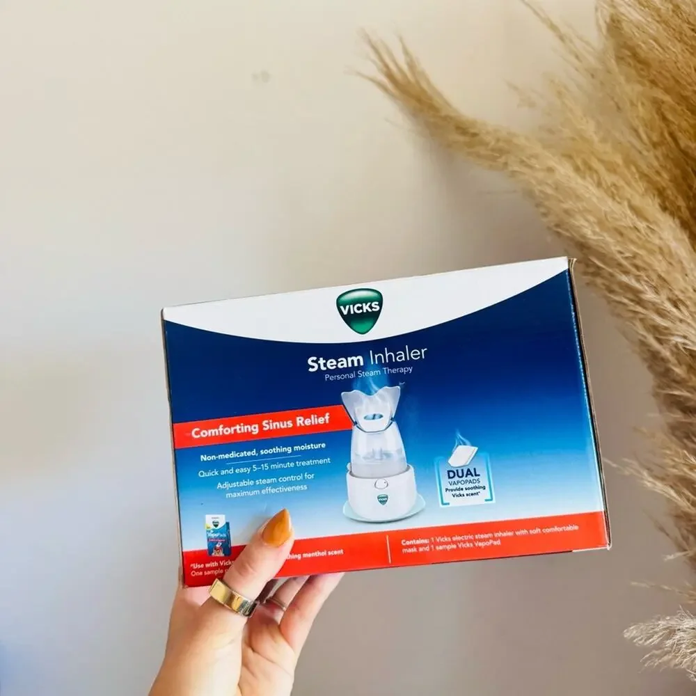 NEW VICKS White Clear Plastic Personal Steamer Steam Inhaler Desktop Portable